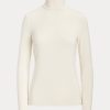 Cream Women’s Ralph Lauren Jersey Turtleneck T Shirts