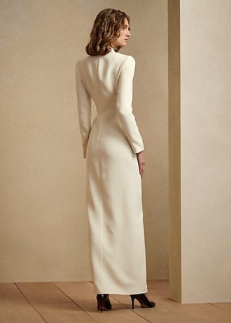 Cream Women’s Ralph Lauren Kristian Silk Tuxedo Dress