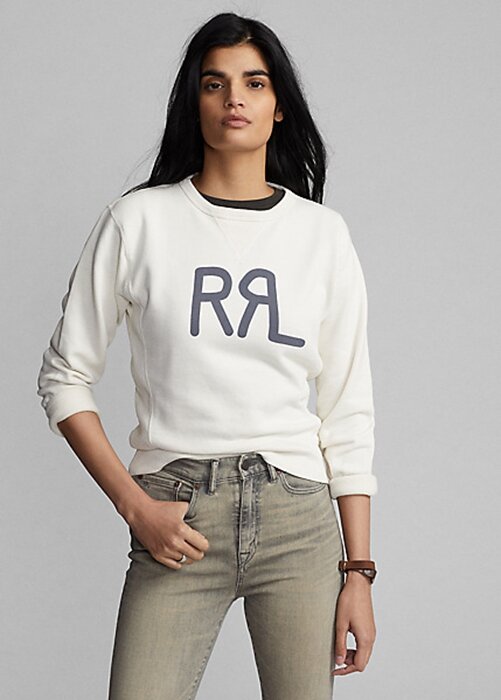 Cream Women’s Ralph Lauren Logo French Terry Crewneck Sweatshirts Cream Women’s Ralph Lauren Logo French Terry Crewneck Sweatshirts