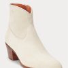 Cream Women’s Ralph Lauren Lucille Calfskin-Suede Boots