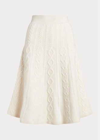 Cream Women’s Ralph Lauren Multi-cable Wool-cashmere A-line Skirts