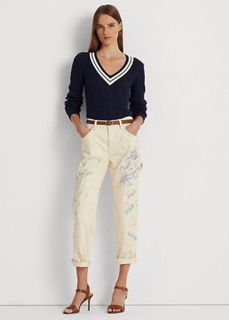Cream Women’s Ralph Lauren Paint-Splatter Denim Carpenter Jeans