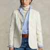Cream Women’s Ralph Lauren Pinstripe Cotton-Linen-Wool Blazers
