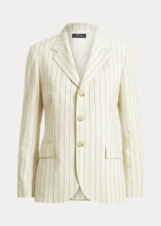 Cream Women’s Ralph Lauren Pinstripe Cotton-Linen-Wool Blazers