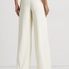 Cream Women’s Ralph Lauren Pleated Crepe Wide-Leg Pants