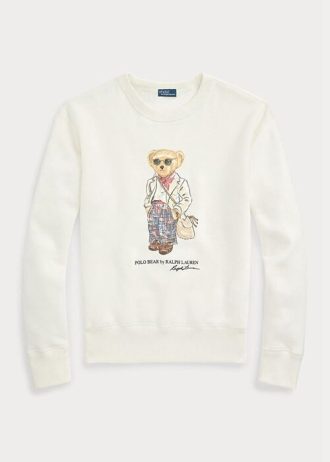 Cream Women’s Ralph Lauren Polo Bear Fleece Crewneck Sweatshirts Cream Women’s Ralph Lauren Polo Bear Fleece Crewneck Sweatshirts