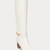 Cream Women’s Ralph Lauren Polo ID Waxed Calfskin Boots