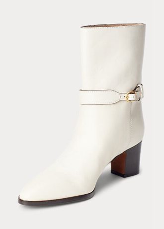 Cream Women’s Ralph Lauren Polo ID Waxed Calfskin Boots