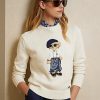 Cream Women’s Ralph Lauren Sarong Bear Jersey Sweaters