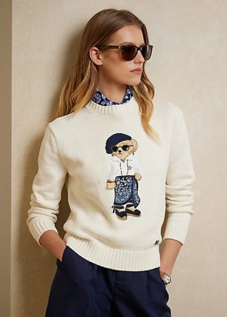 cream women s ralph lauren sarong bear jersey sweaters 1 330x461 - Cream Women's Ralph Lauren Sarong Bear Jersey Sweaters