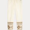 Cream Women’s Ralph Lauren Snowflake-Motif Fleece Sweatpants