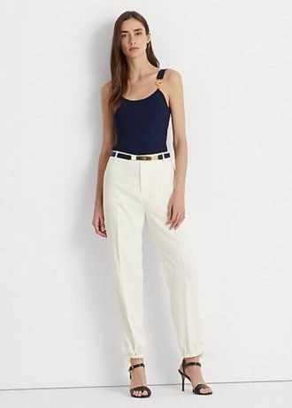 Cream Women’s Ralph Lauren Stretch Cady Tapered Pants