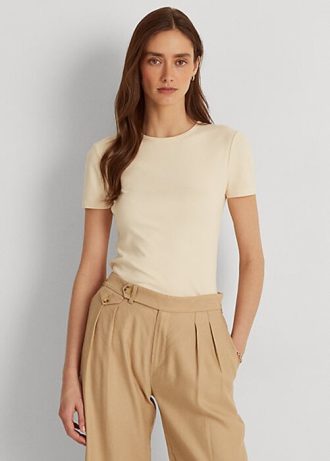 Cream Women’s Ralph Lauren Stretch Cotton T Shirts Cream Women’s Ralph Lauren Stretch Cotton T Shirts