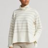 Cream Women’s Ralph Lauren Striped Performance Fleece Pullover Sweaters