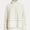 Cream Women’s Ralph Lauren Striped Performance Fleece Pullover Sweaters