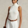 Cream Women’s Ralph Lauren Wool Sleeveless Turtleneck Sweaters Cream Women’s Ralph Lauren Wool Sleeveless Turtleneck Sweaters