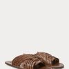 Dark Brown Men’s Ralph Lauren Braided Leather Slippers