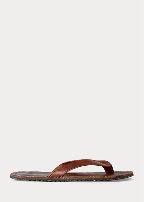 Dark Brown Men’s Ralph Lauren Leather Flip Flops Dark Brown Men’s Ralph Lauren Leather Flip Flops