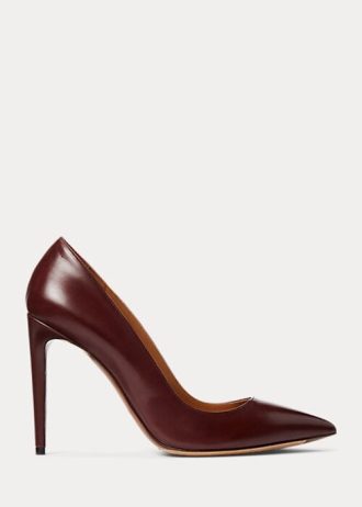 Dark Brown Women’s Ralph Lauren Celia Calfskin Heels