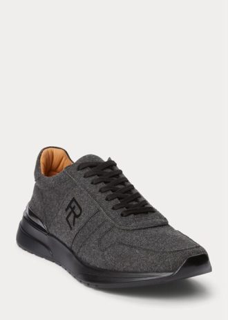 Dark Grey Men’s Ralph Lauren Ethan Wool Flannel Sneakers