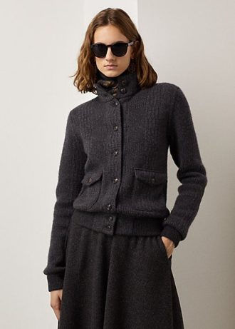 Dark Grey Women’s Ralph Lauren Glen Plaid Cashmere Jackets