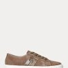Dark Grey Women’s Ralph Lauren Janson II Leather-Trim Suede Sneakers
