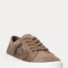 Dark Grey Women’s Ralph Lauren Janson II Leather-Trim Suede Sneakers
