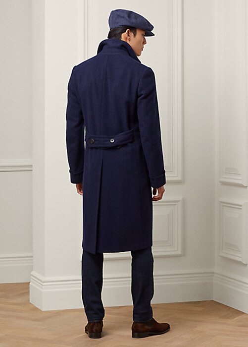 Dark Navy Men’s Ralph Lauren Handmade Wool Herringbone Topcoat Coats Dark Navy Men’s Ralph Lauren Handmade Wool Herringbone Topcoat Coats