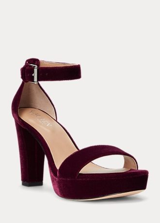 Dark Red Women’s Ralph Lauren Sylvia Velvet Heels