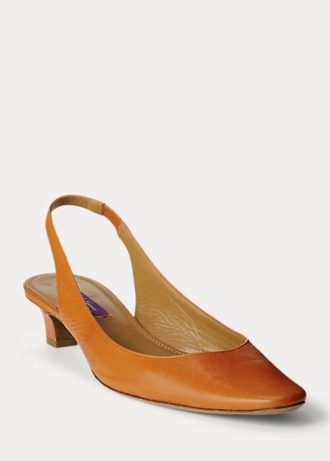 Dark Yellow Women’s Ralph Lauren Kels Leather Slingback Heels