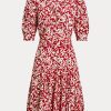 Flower Women’s Ralph Lauren Floral Mutton-Sleeve Godet Crepe Dress