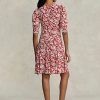 Flower Women’s Ralph Lauren Floral Mutton-Sleeve Godet Crepe Dress