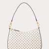 French Navy Dot/Cream Women’s Ralph Lauren Polka-Dot Leather Medium Handbag