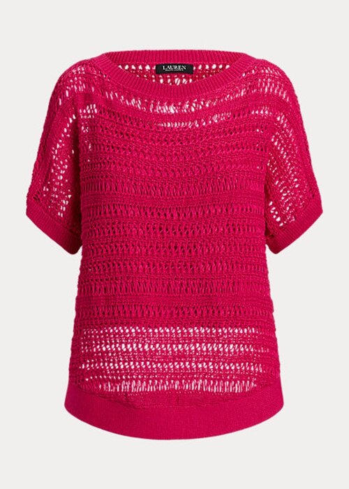 Fuchsia Women’s Ralph Lauren Cotton Mesh Short-Sleeve Sweaters Fuchsia Women’s Ralph Lauren Cotton Mesh Short-Sleeve Sweaters