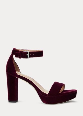 Dark Red Women’s Ralph Lauren Sylvia Velvet Heels