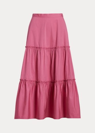 Fuchsia Women’s Ralph Lauren Tiered A-Line Cotton Skirts