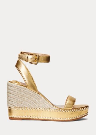 Gold Women’s Ralph Lauren Hilarie Metallic Leather Espadrille