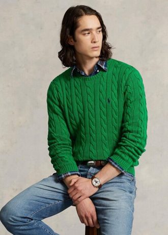 Green Men’s Ralph Lauren Cable-knit Cotton Jumper Sweaters Green Men’s Ralph Lauren Cable-knit Cotton Jumper Sweaters