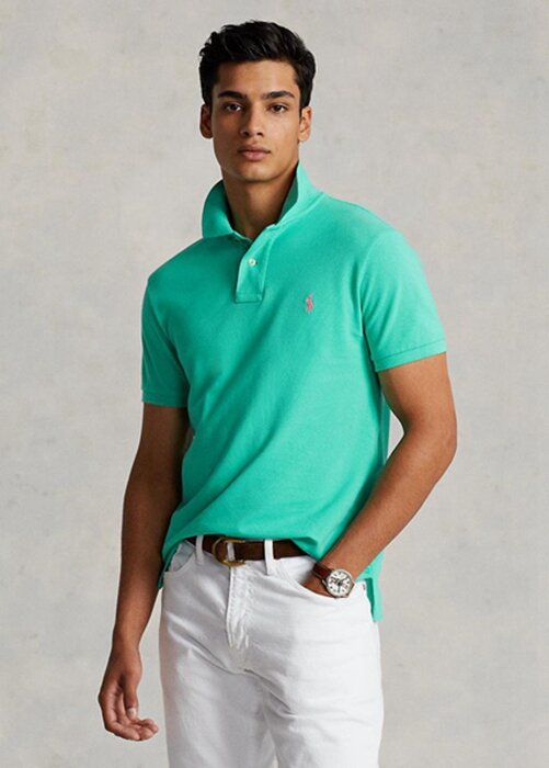 Green Men’s Ralph Lauren Custom Slim Fit Mesh Polo Shirts Green Men’s Ralph Lauren Custom Slim Fit Mesh Polo Shirts