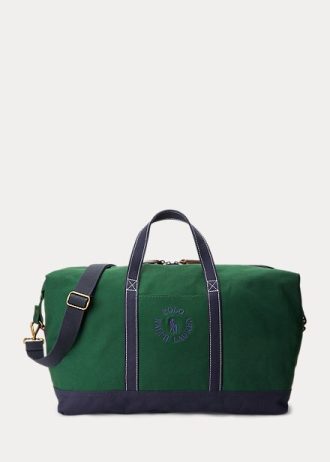 Green Men’s Ralph Lauren Logo-Embroidered Canvas Duffle Bags
