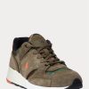 Green Men’s Ralph Lauren Trackster 200 Suede & Camo Twill Sneakers