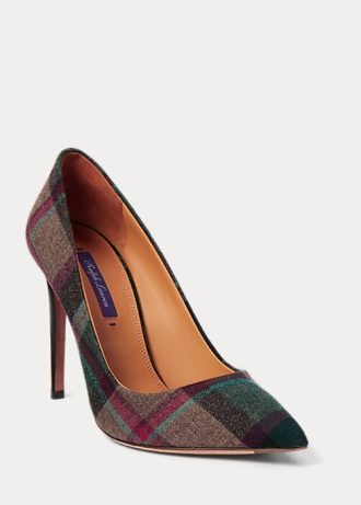 Green / Red Women’s Ralph Lauren Celia Plaid Wool Heels