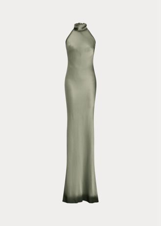 Green Women’s Ralph Lauren Chilton Washed Satin Evening Dress