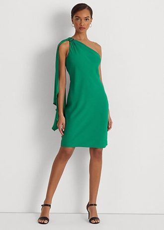 Green Women’s Ralph Lauren Georgette One-Shoulder Cocktail Dress