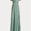 Green Women’s Ralph Lauren Merridan Pleated Jersey Evening Dress