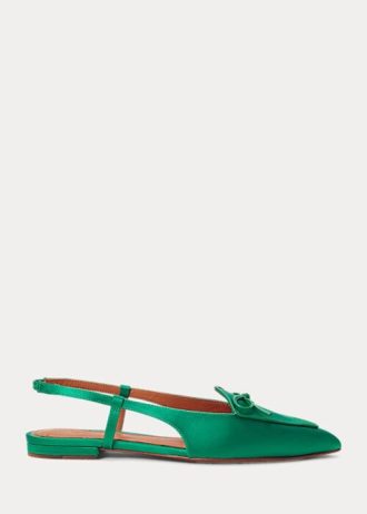 Green Women’s Ralph Lauren Silk-Blend Satin Slingback Flat Shoes Green Women’s Ralph Lauren Silk-Blend Satin Slingback Flat Shoes