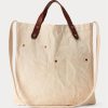 Greige Women’s Ralph Lauren Logo Canvas Market Tote Bags