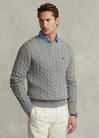 Grey Men’s Ralph Lauren Cable-knit Cotton Jumper Sweaters Grey Men’s Ralph Lauren Cable-knit Cotton Jumper Sweaters
