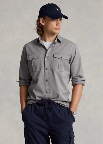 Grey Men’s Ralph Lauren Classic Fit Chino Work  Shirts