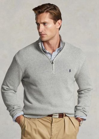 Grey Men’s Ralph Lauren Cotton Quarter-zip Jumper Sweaters Grey Men’s Ralph Lauren Cotton Quarter-zip Jumper Sweaters